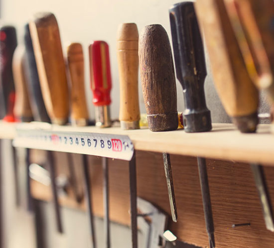 Screwdrivers on toolshelf