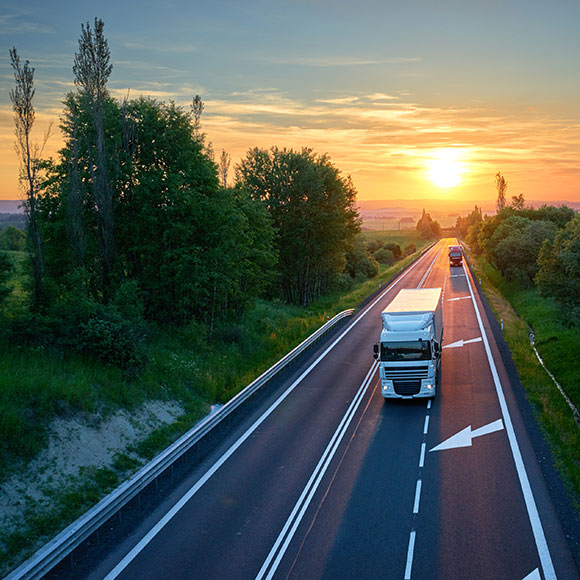 Country road at sundown