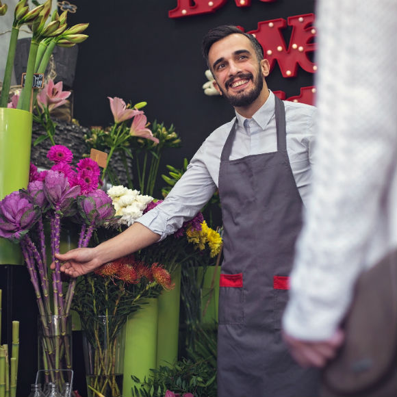 Florist selling his flowers