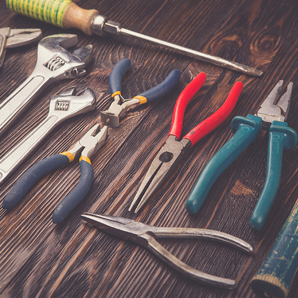 A selection of tools ranging from spanners and screwdrivers to pliers and snips